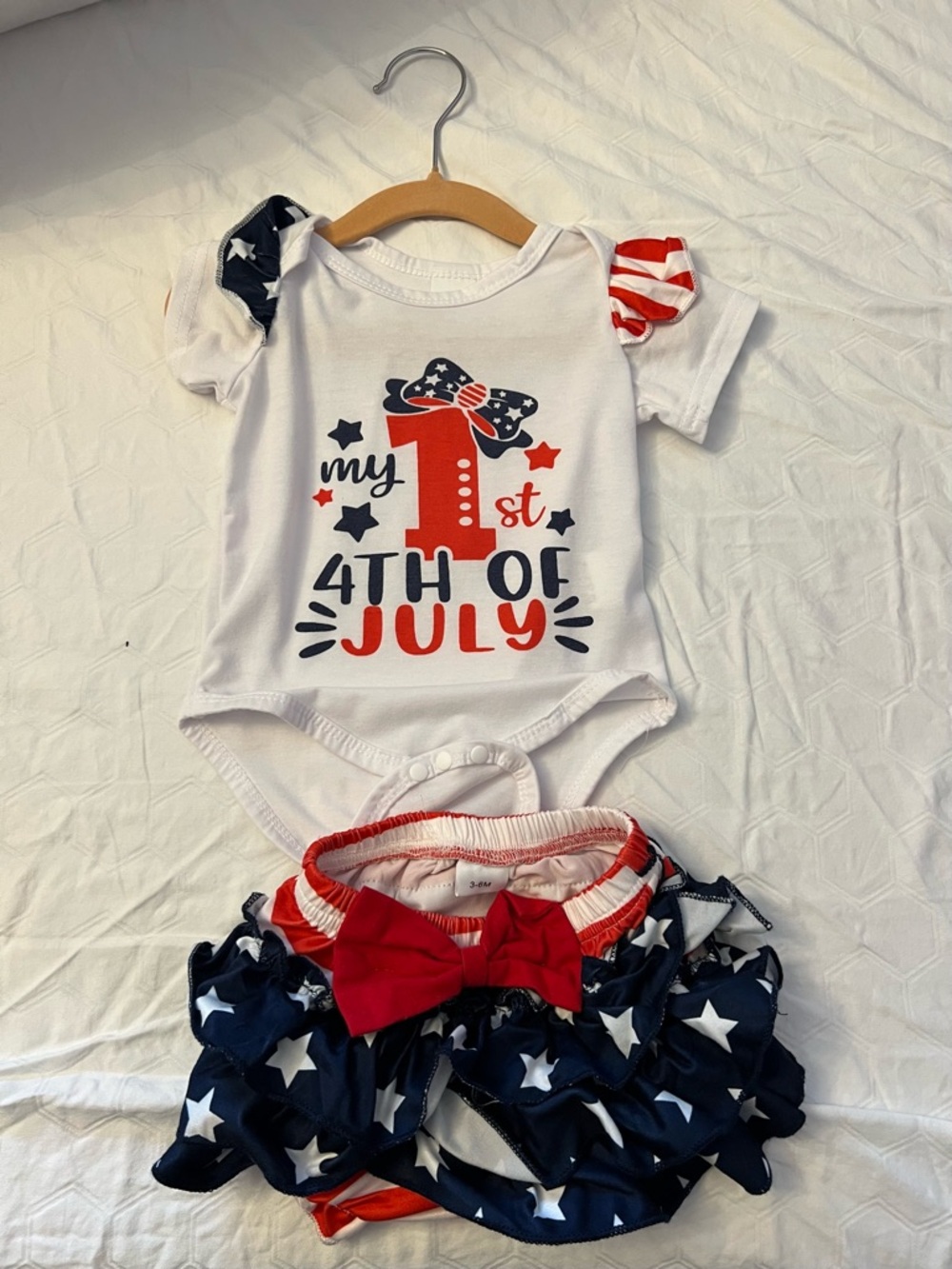 Baby Girls' 1st 4th of July Outfit - White, Red & Navy